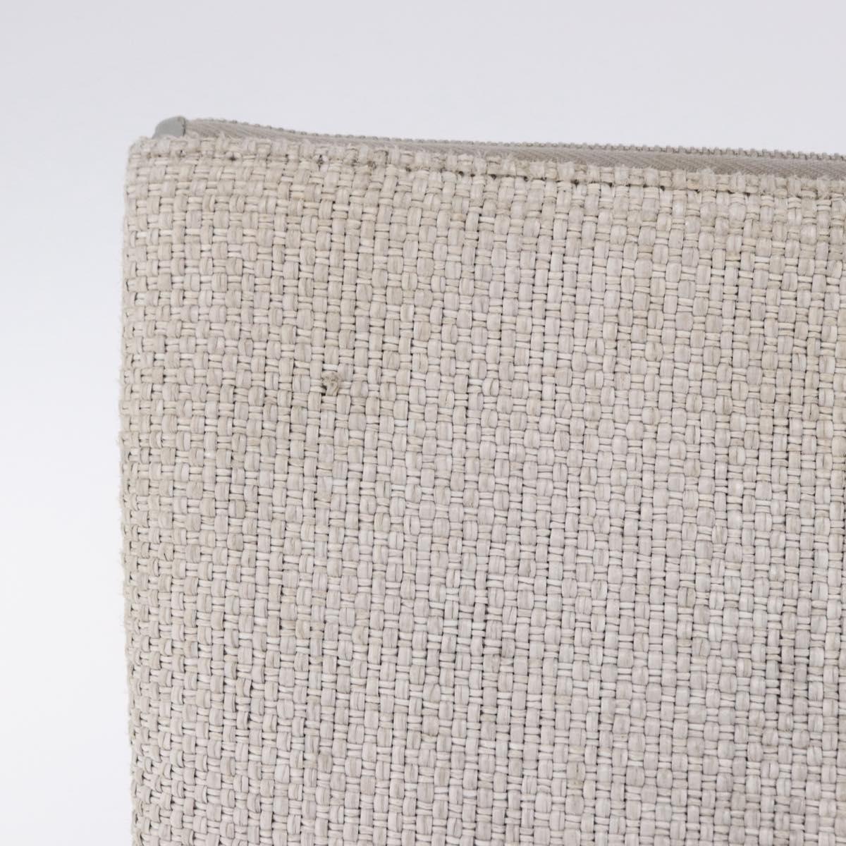 CHANEL Deauville Clutch Bag Straw Gray Silver CC Auth ka6238A
