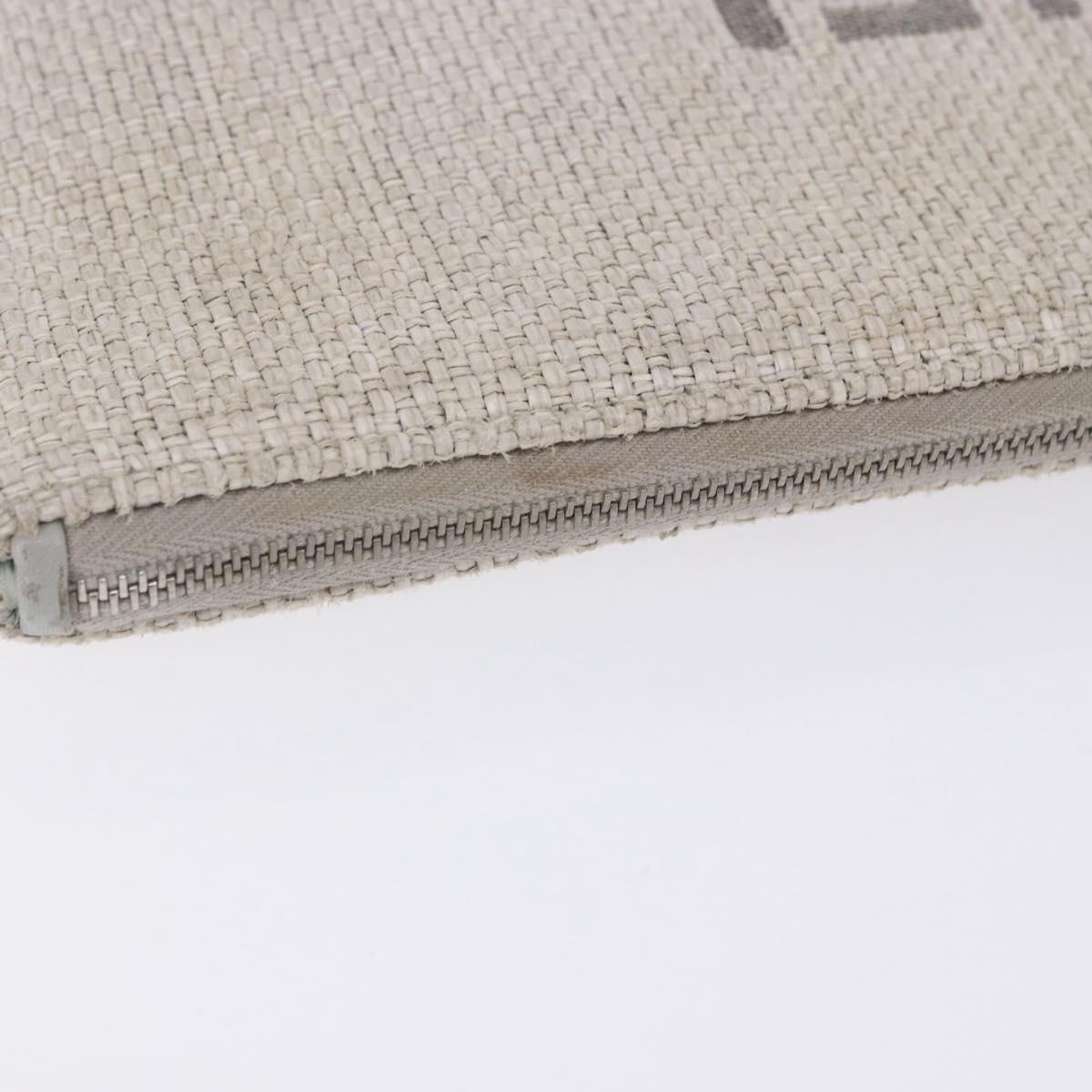 CHANEL Deauville Clutch Bag Straw Gray Silver CC Auth ka6238A