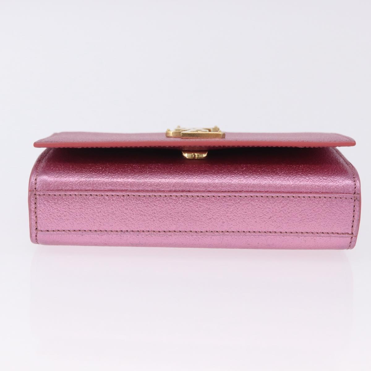 SAINT LAURENT Chain Shoulder Bag Leather Pink Gold Tone Auth ka6239M