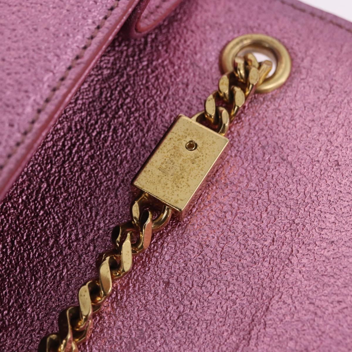 SAINT LAURENT Chain Shoulder Bag Leather Pink Gold Tone Auth ka6239M