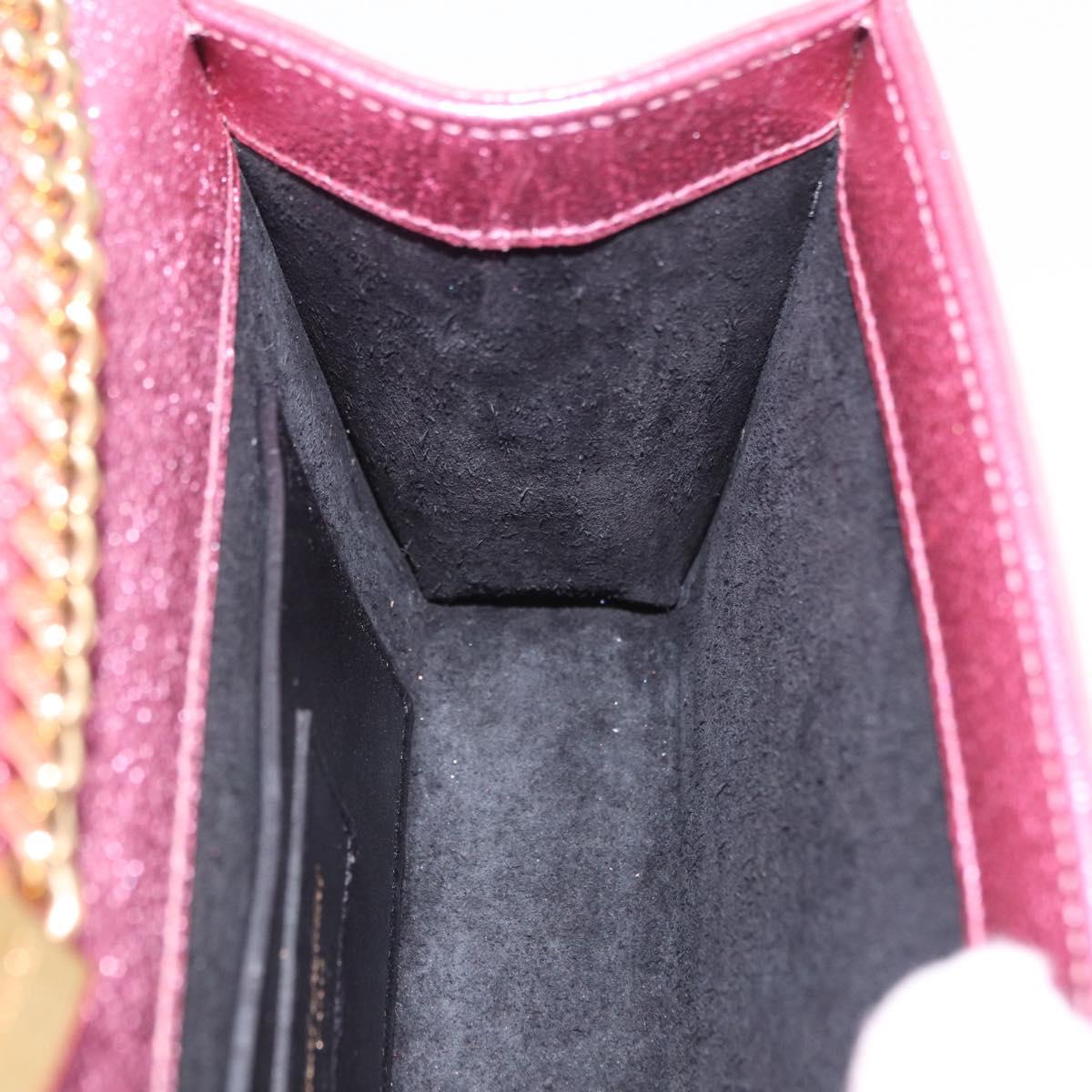 SAINT LAURENT Chain Shoulder Bag Leather Pink Gold Tone Auth ka6239M