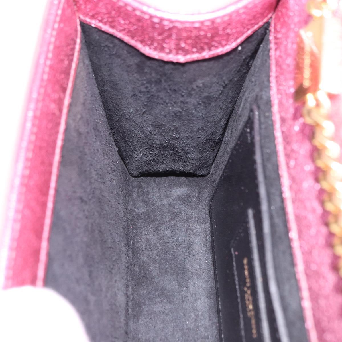 SAINT LAURENT Chain Shoulder Bag Leather Pink Gold Tone Auth ka6239M