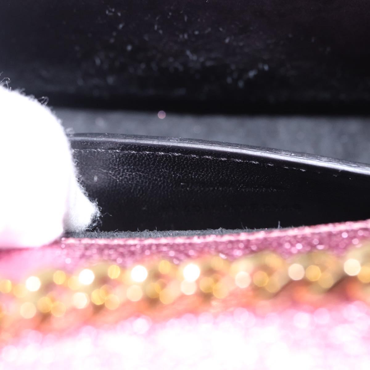 SAINT LAURENT Chain Shoulder Bag Leather Pink Gold Tone Auth ka6239M