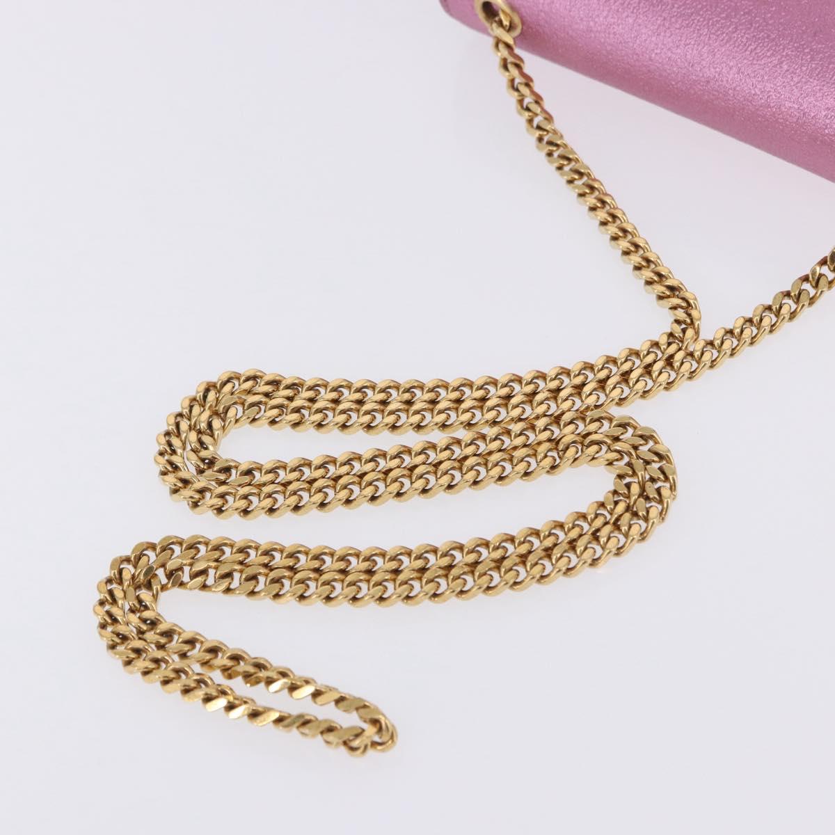 SAINT LAURENT Chain Shoulder Bag Leather Pink Gold Tone Auth ka6239M