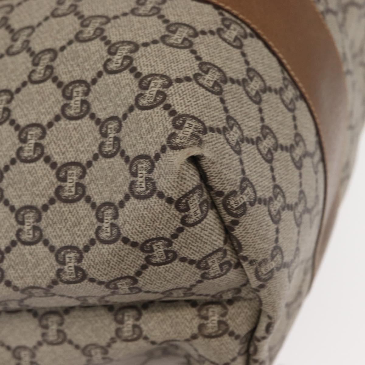 GUCCI GUCCI Plus Supreme Web Sherry Line Tote Bag PVC Beige Gold Auth ka624