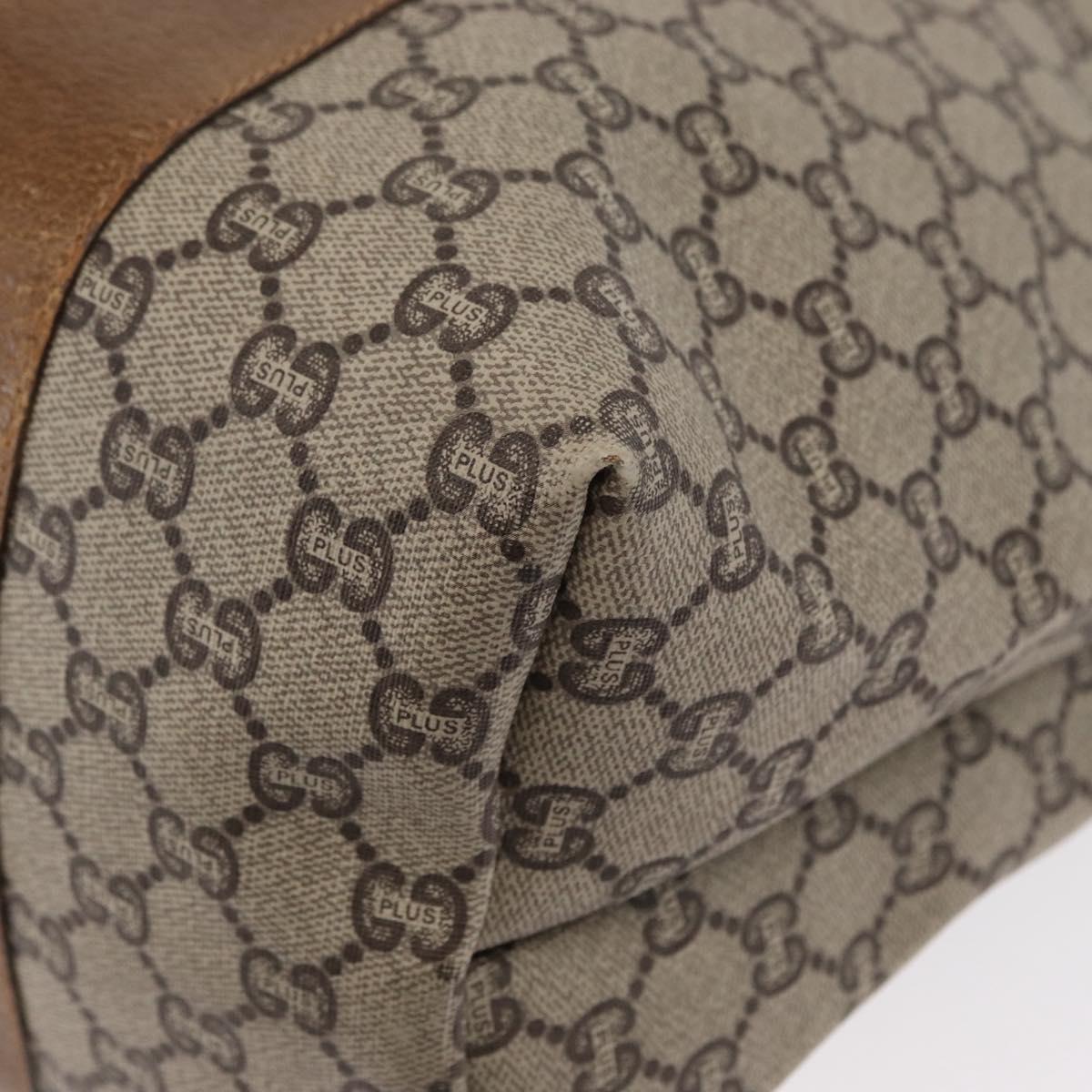 GUCCI GUCCI Plus Supreme Web Sherry Line Tote Bag PVC Beige Gold Auth ka624