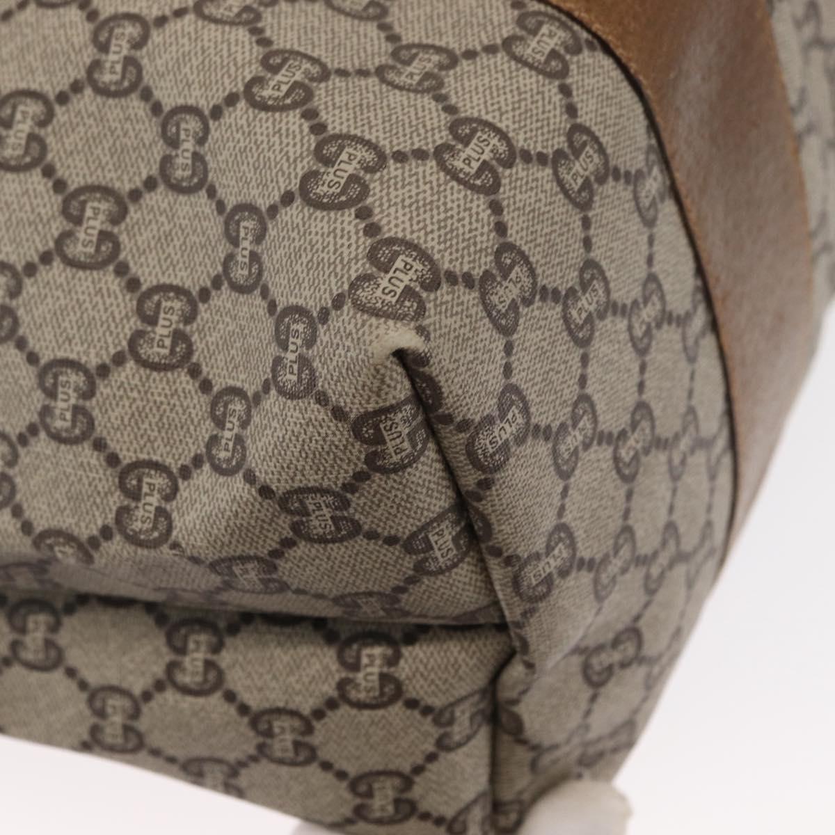 GUCCI GUCCI Plus Supreme Web Sherry Line Tote Bag PVC Beige Gold Auth ka624