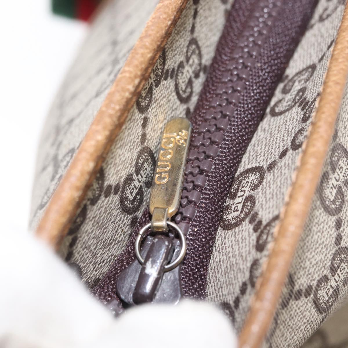 GUCCI GUCCI Plus Supreme Web Sherry Line Tote Bag PVC Beige Gold Auth ka624