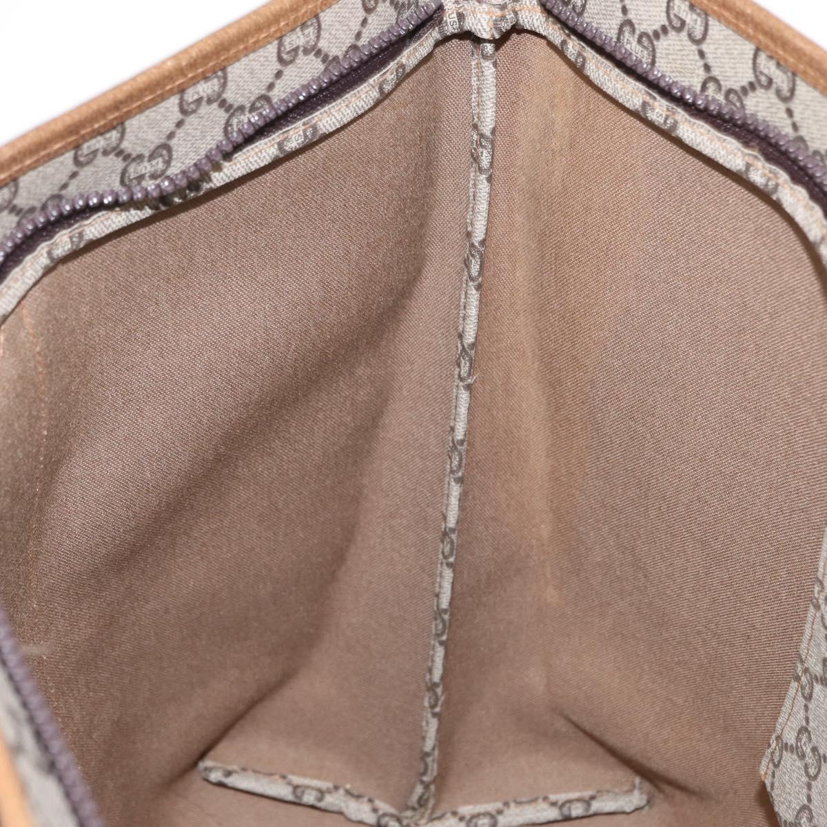 GUCCI GUCCI Plus Supreme Web Sherry Line Tote Bag PVC Beige Gold Auth ka624