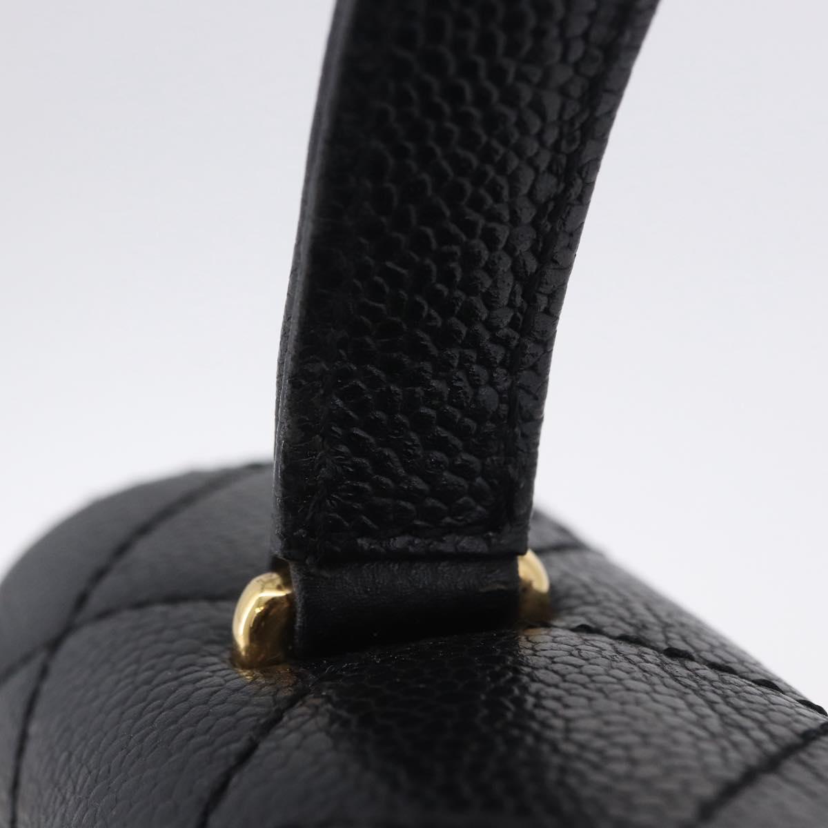 CHANEL Matelasse Hand Bag Caviar Skin Black Gold Tone CC Auth ka6241V