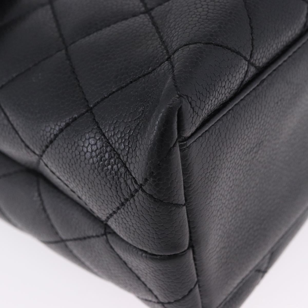 CHANEL Matelasse Hand Bag Caviar Skin Black Gold Tone CC Auth ka6241V