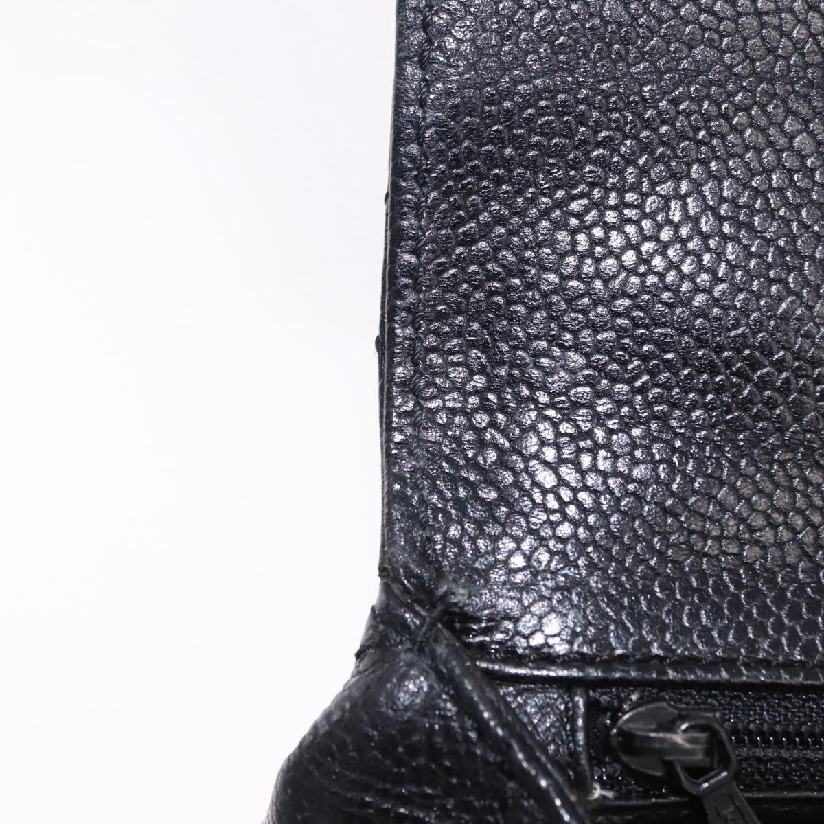 CHANEL Matelasse Hand Bag Caviar Skin Black Gold Tone CC Auth ka6241V