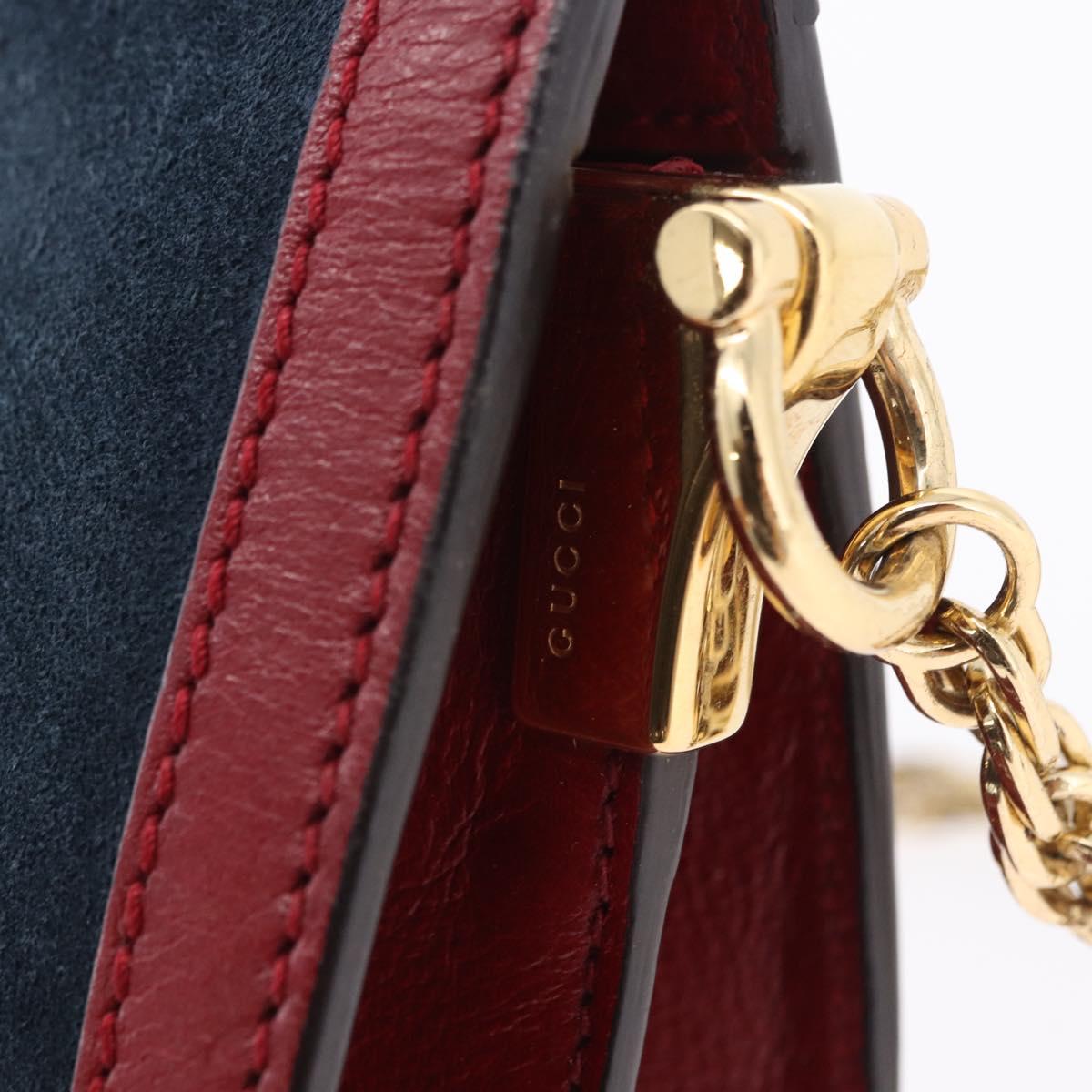 GUCCI Ophdia GG Chain Shoulder Bag Suede Navy 503877 Auth ka6243V