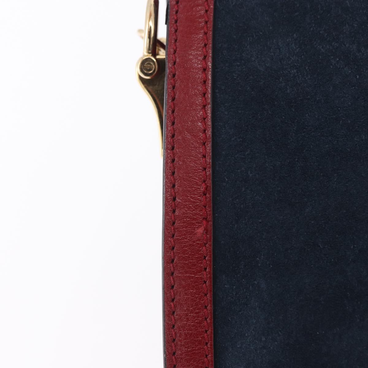 GUCCI Ophdia GG Chain Shoulder Bag Suede Navy 503877 Auth ka6243V