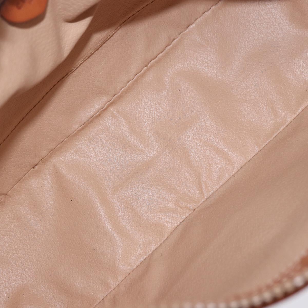 CELINE Macadam Hand Bag PVC Leather Beige Gold Tone Auth ka6244A