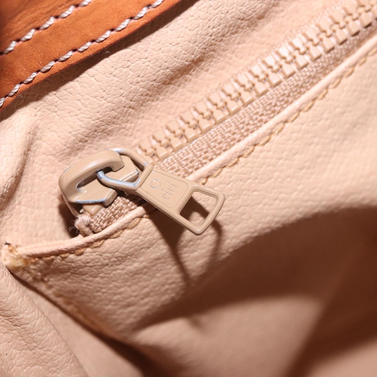 CELINE Macadam Hand Bag PVC Leather Beige Gold Tone Auth ka6244A