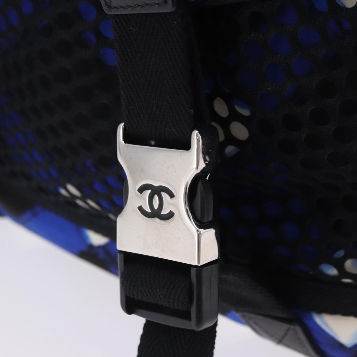 CHANEL Airline Tote Bag Nylon 2way Blue Silver CC Auth ka6246V
