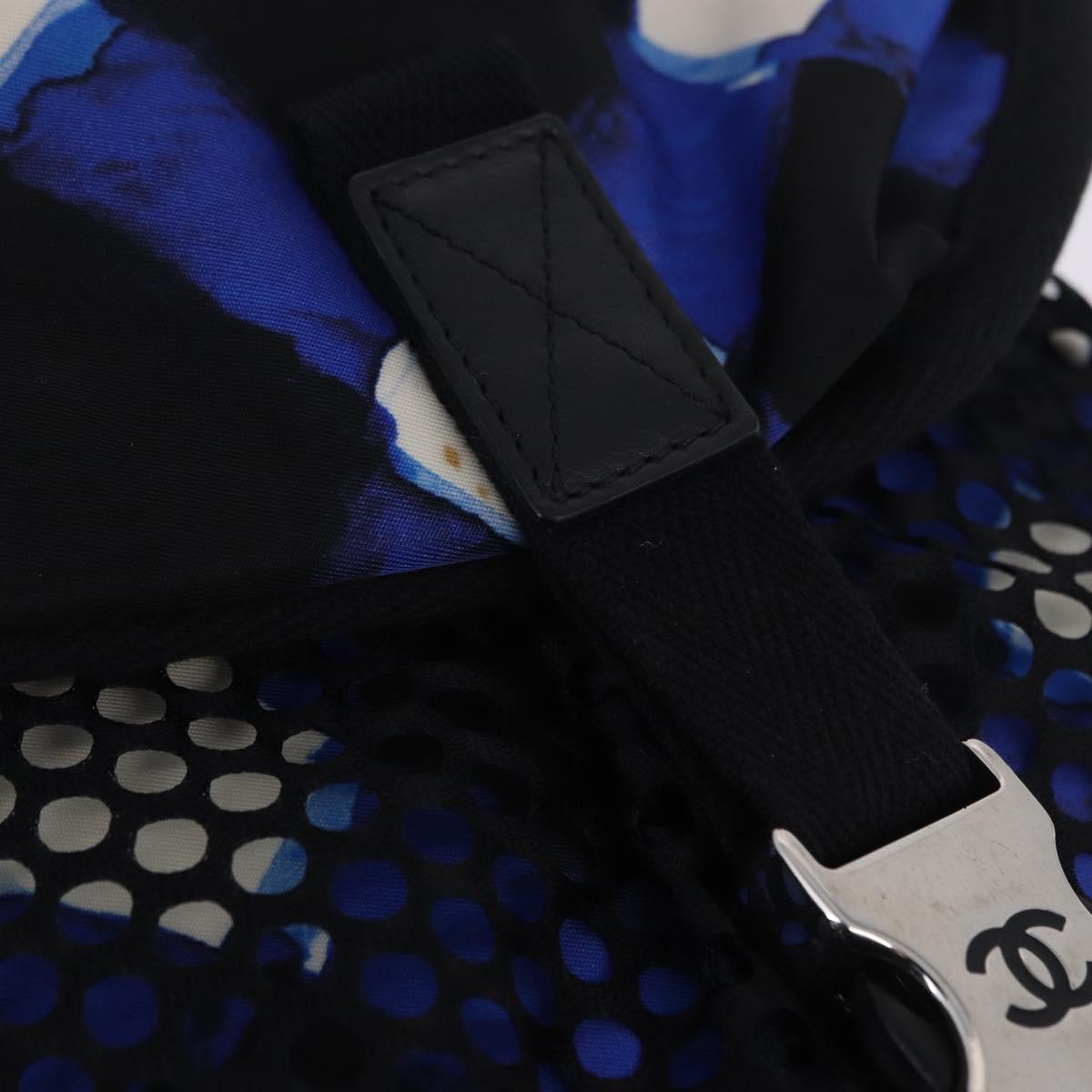 CHANEL Airline Tote Bag Nylon 2way Blue Silver CC Auth ka6246V