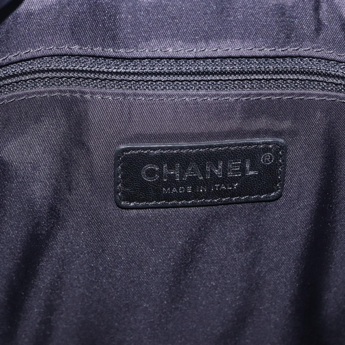 CHANEL Airline Tote Bag Nylon 2way Blue Silver CC Auth ka6246V
