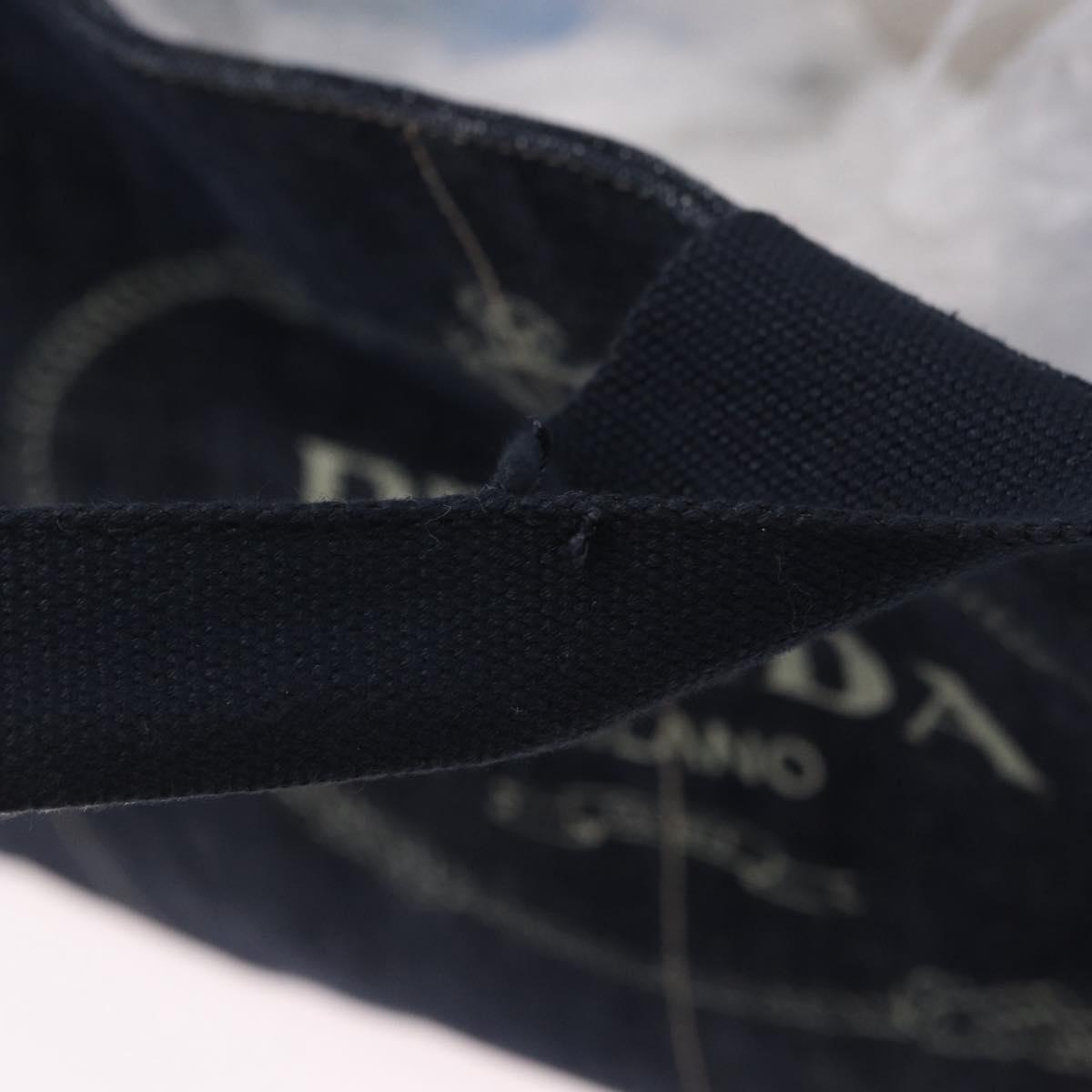 PRADA Canapa GM Hand Bag Denim Blue Gold Tone Auth ka6253V