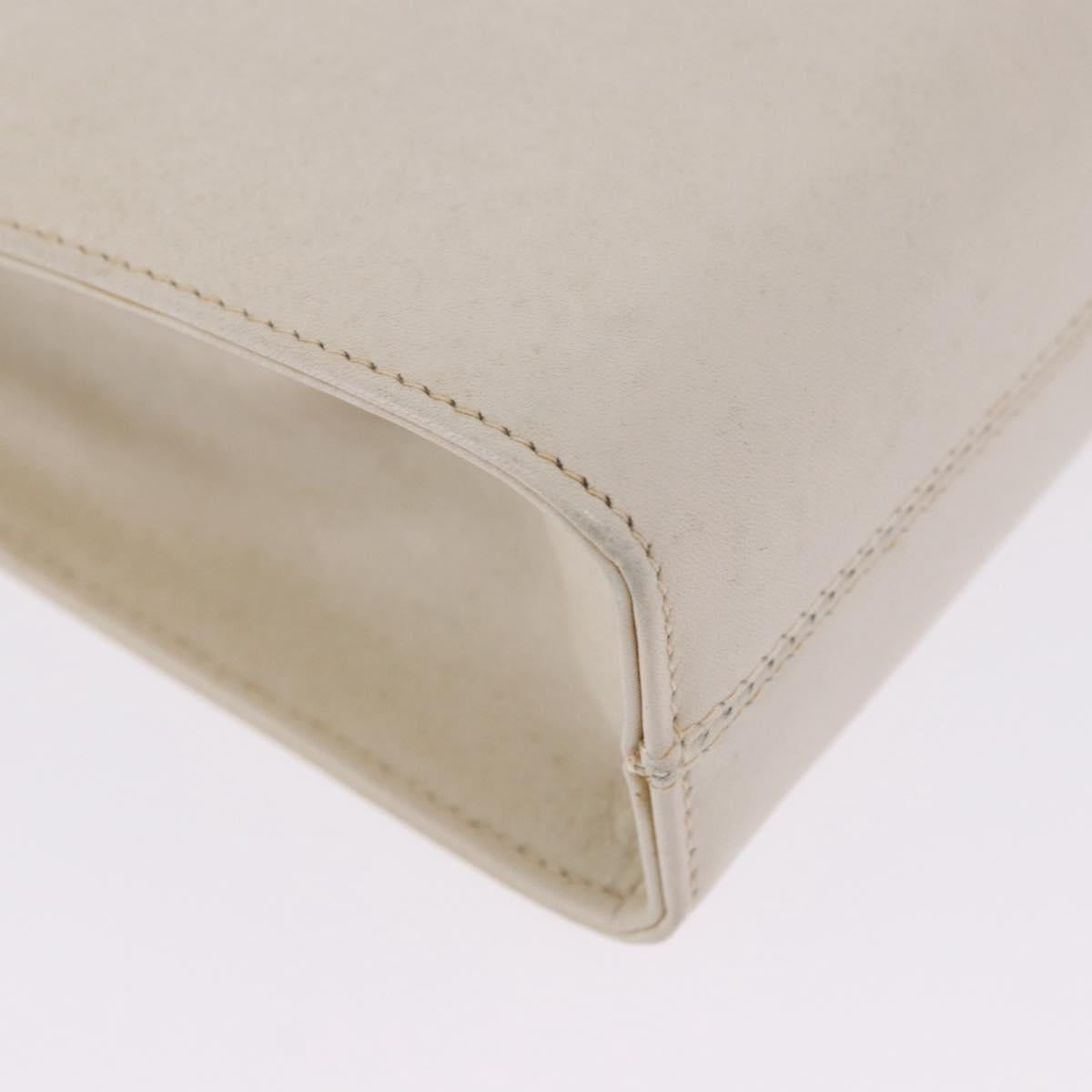 Salvatore Ferragamo Gancini Chain Shoulder Bag Leather White Gold Auth ka6255