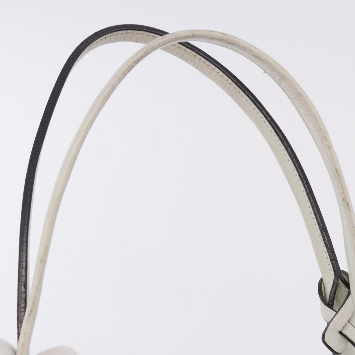 LOEWE Tote Bag Leather White Gold Tone Auth ka6256
