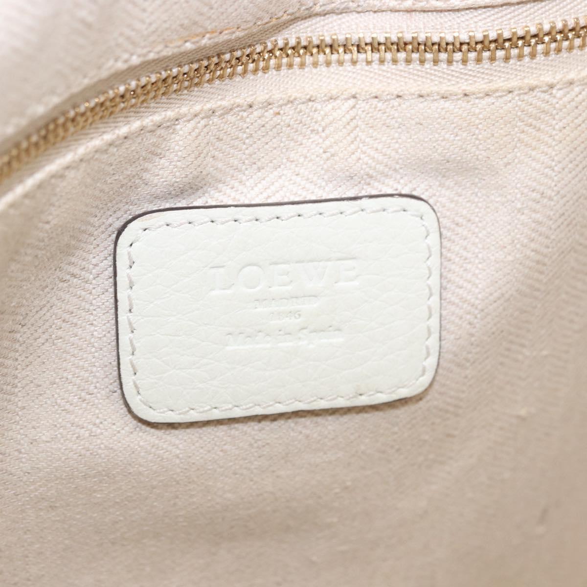 LOEWE Tote Bag Leather White Gold Tone Auth ka6256