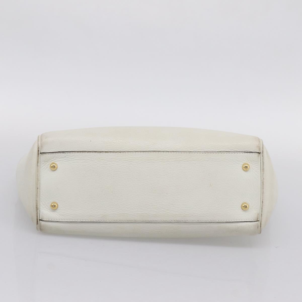LOEWE Tote Bag Leather White Gold Tone Auth ka6256