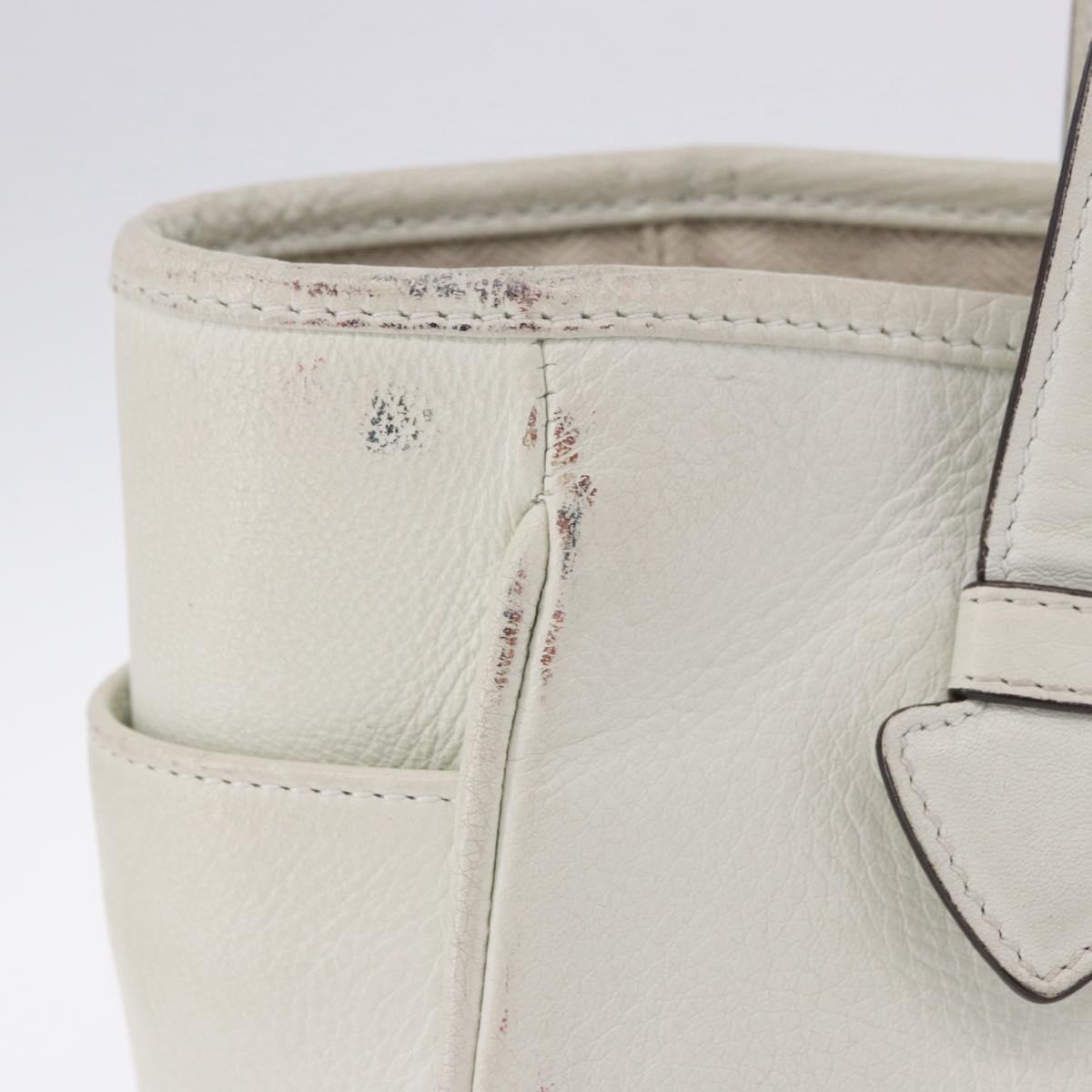 LOEWE Tote Bag Leather White Gold Tone Auth ka6256
