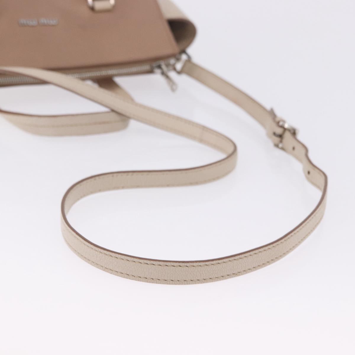 Miu Miu Hand Bag Leather 2way Beige Auth ka6259V