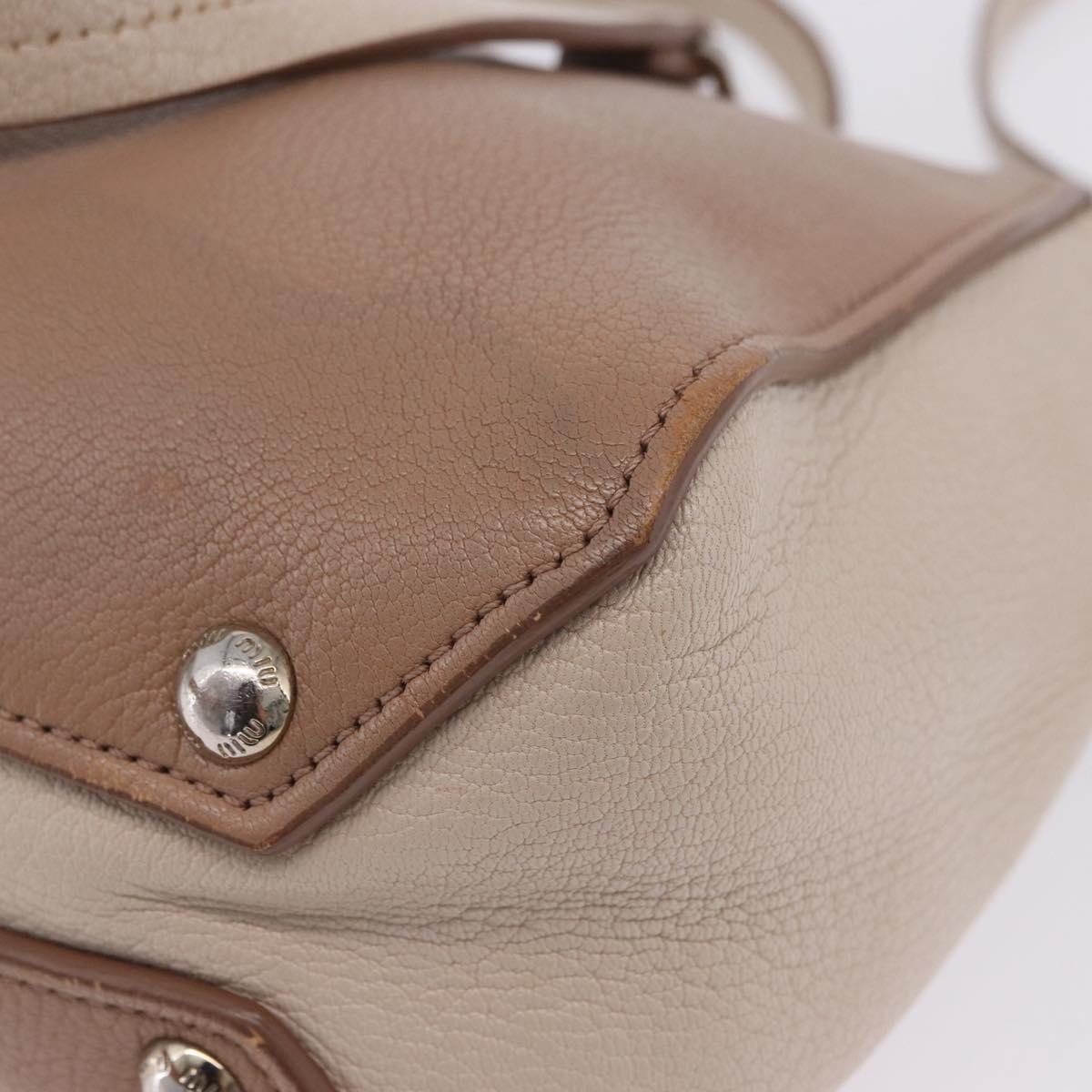 Miu Miu Hand Bag Leather 2way Beige Auth ka6259V
