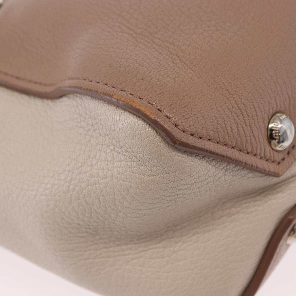 Miu Miu Hand Bag Leather 2way Beige Auth ka6259V