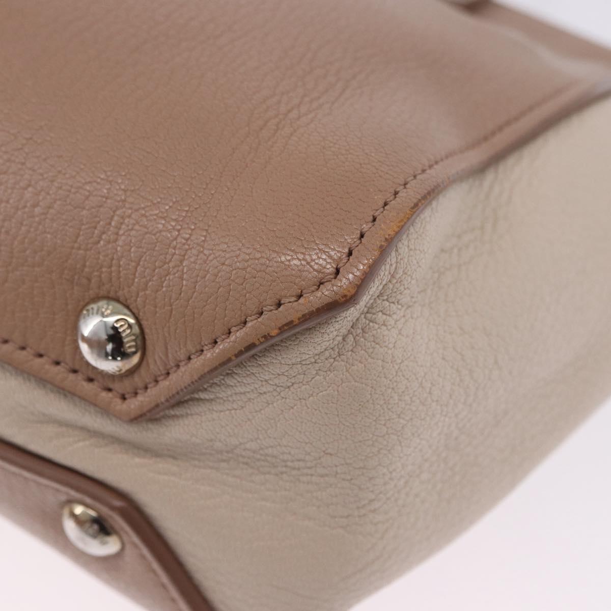 Miu Miu Hand Bag Leather 2way Beige Auth ka6259V