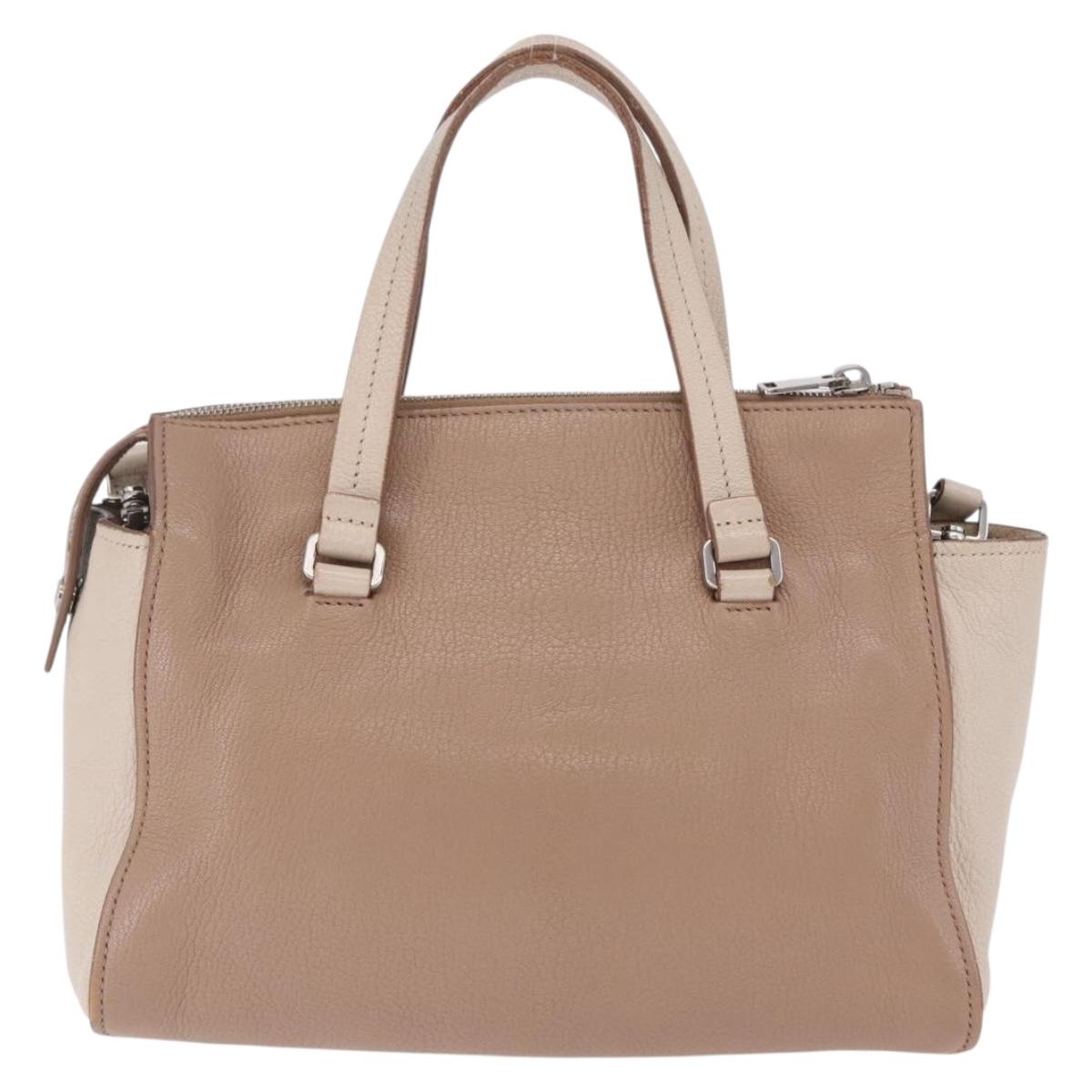 Miu Miu Hand Bag Leather 2way Beige Auth ka6259V