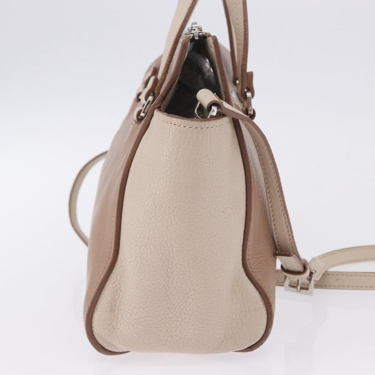 Miu Miu Hand Bag Leather 2way Beige Auth ka6259V