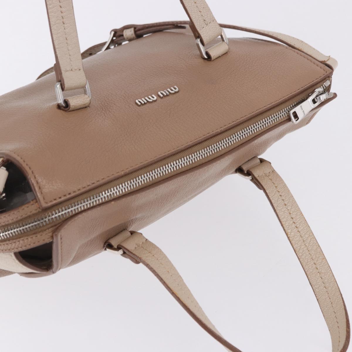 Miu Miu Hand Bag Leather 2way Beige Auth ka6259V
