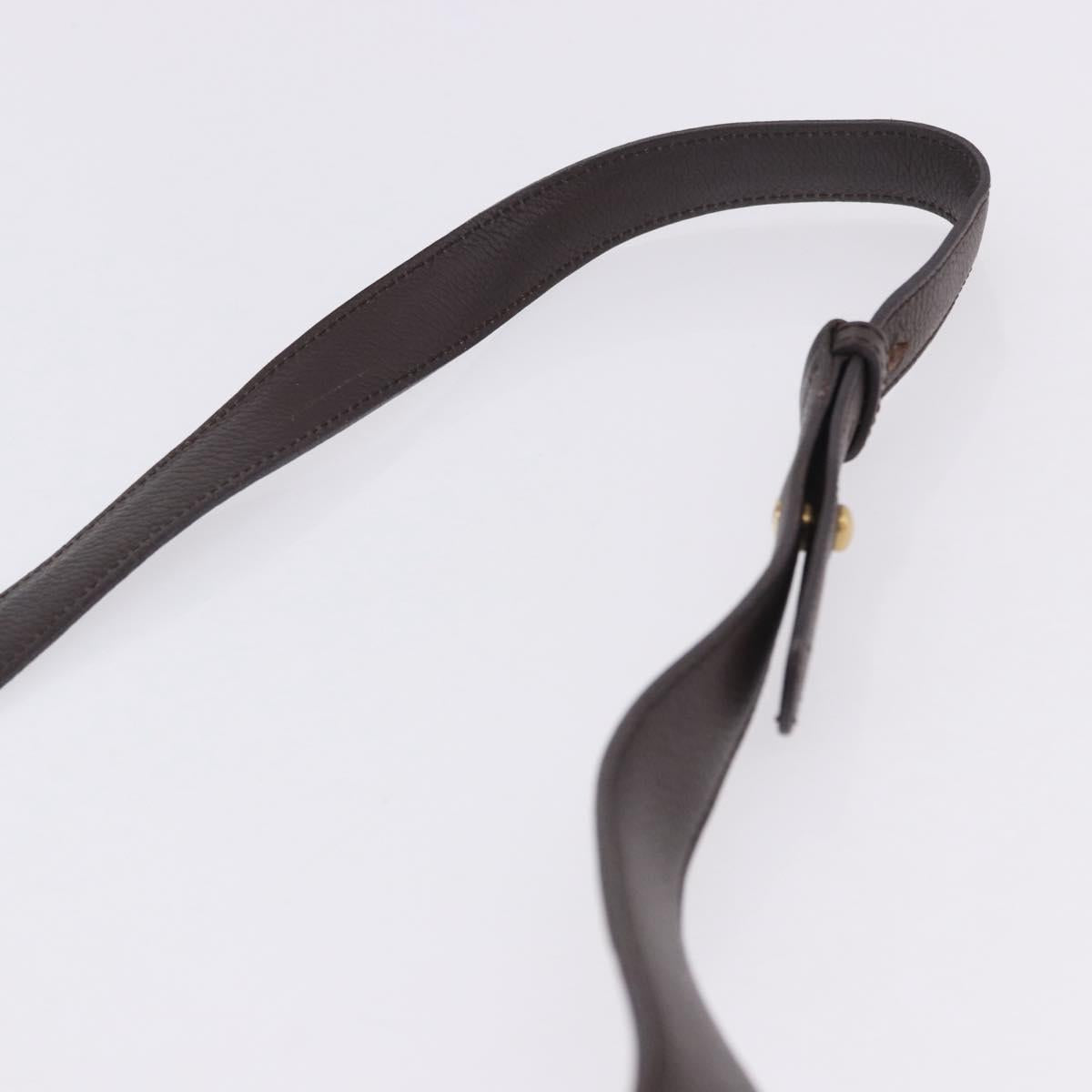 LOEWE Shoulder Bag Leather Dark Brown Gold Tone Auth ka6261A