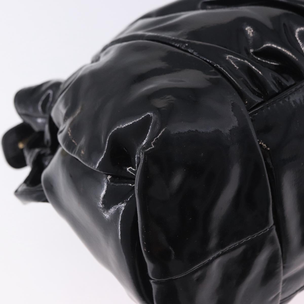 GUCCI Histeria Hand Bag Patent Black 197020 Auth ka6264
