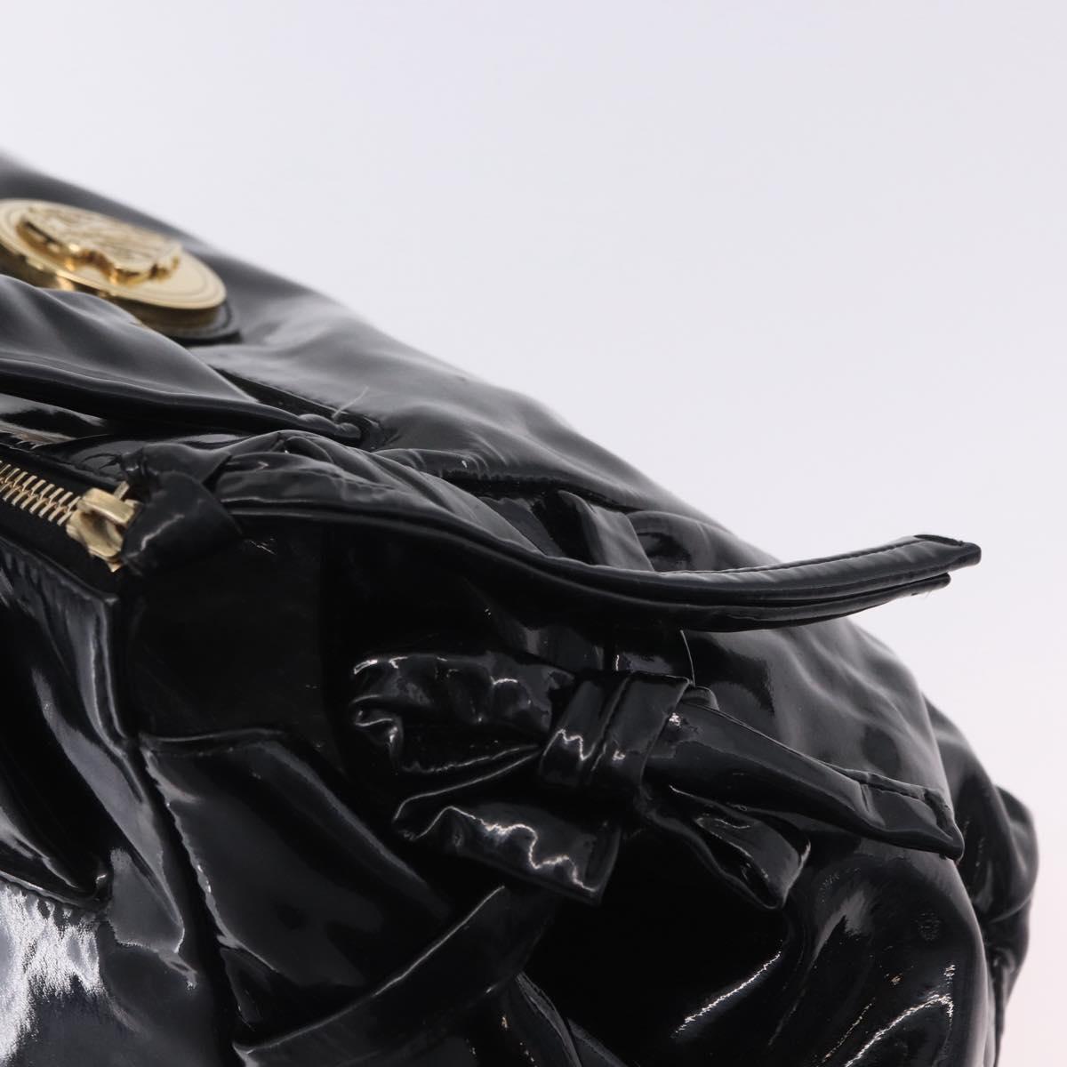 GUCCI Histeria Hand Bag Patent Black 197020 Auth ka6264