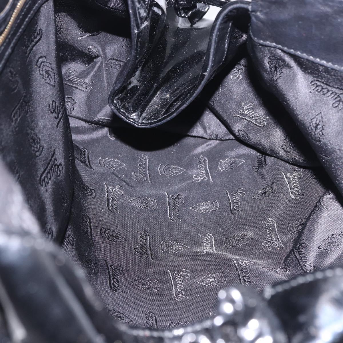GUCCI Histeria Hand Bag Patent Black 197020 Auth ka6264