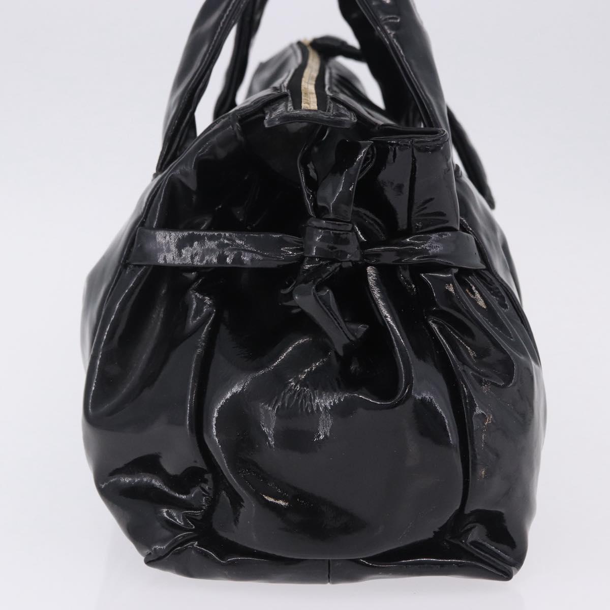 GUCCI Histeria Hand Bag Patent Black 197020 Auth ka6264