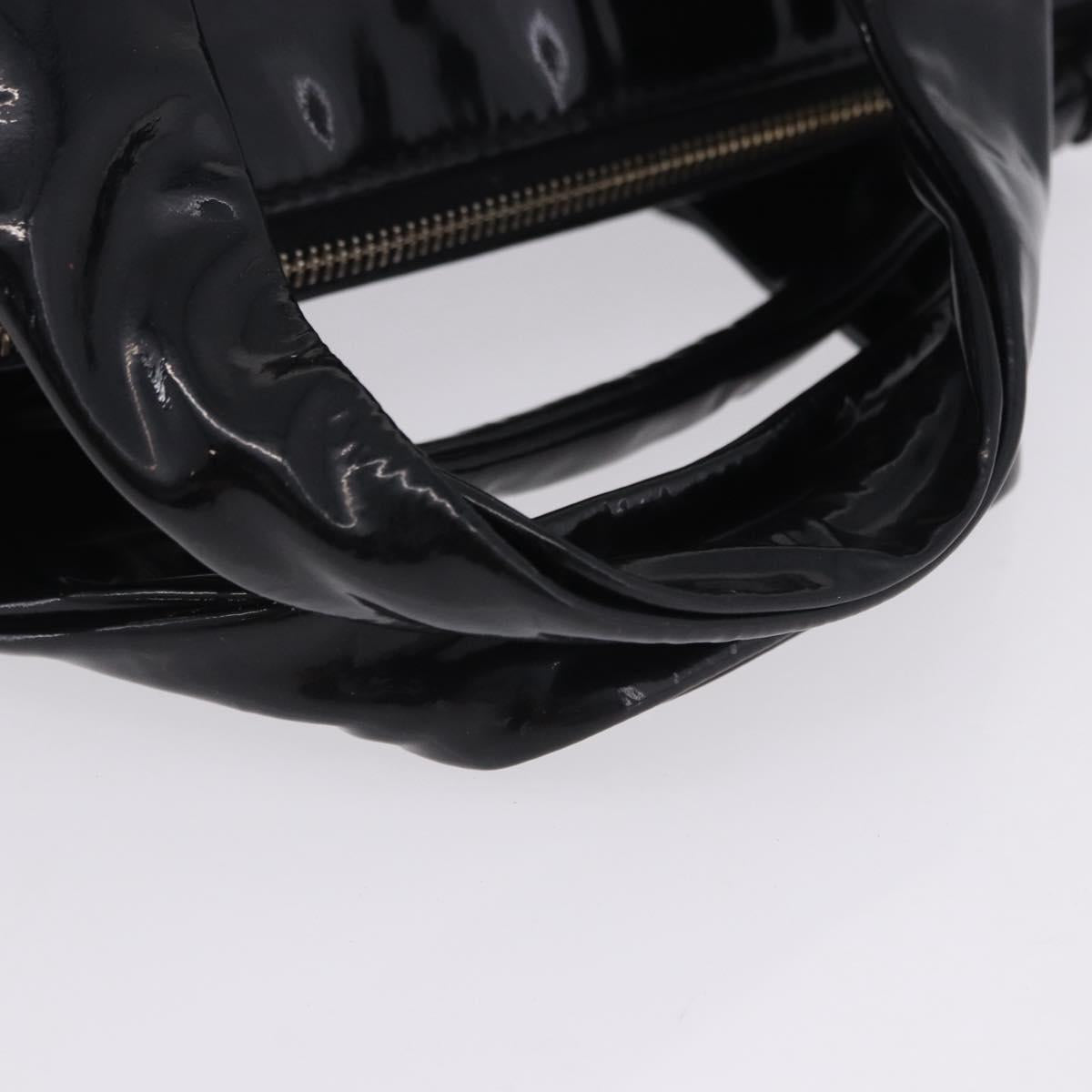GUCCI Histeria Hand Bag Patent Black 197020 Auth ka6264