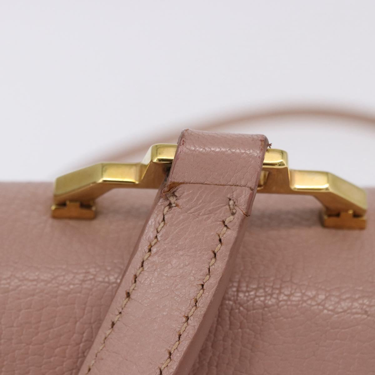Miu Miu Hand Bag Leather 2way Pink Gold Tone Auth ka6266A