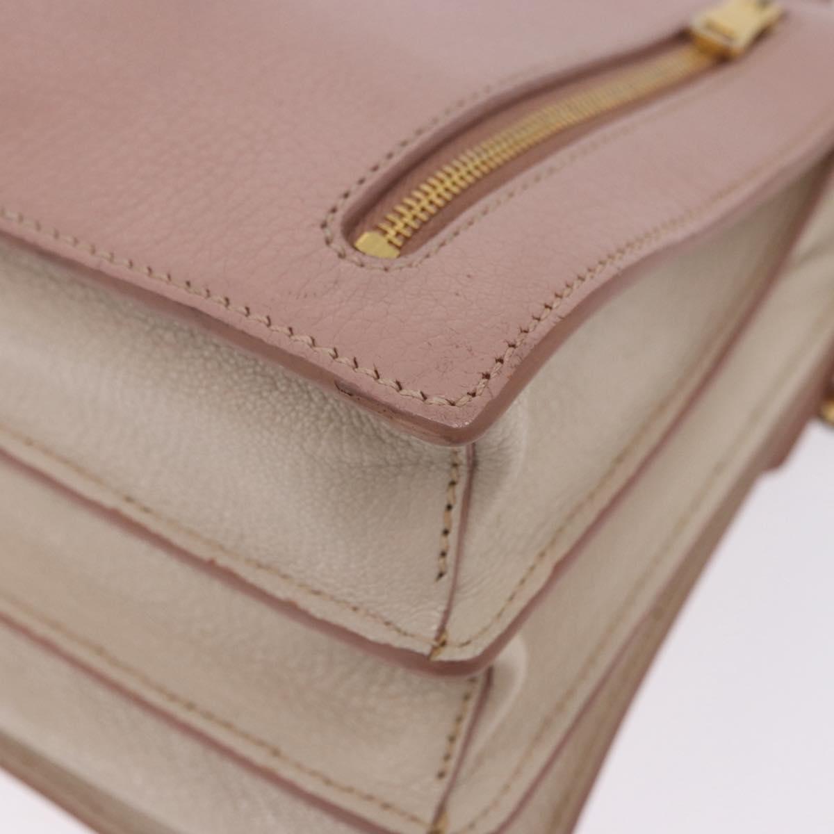 Miu Miu Hand Bag Leather 2way Pink Gold Tone Auth ka6266A