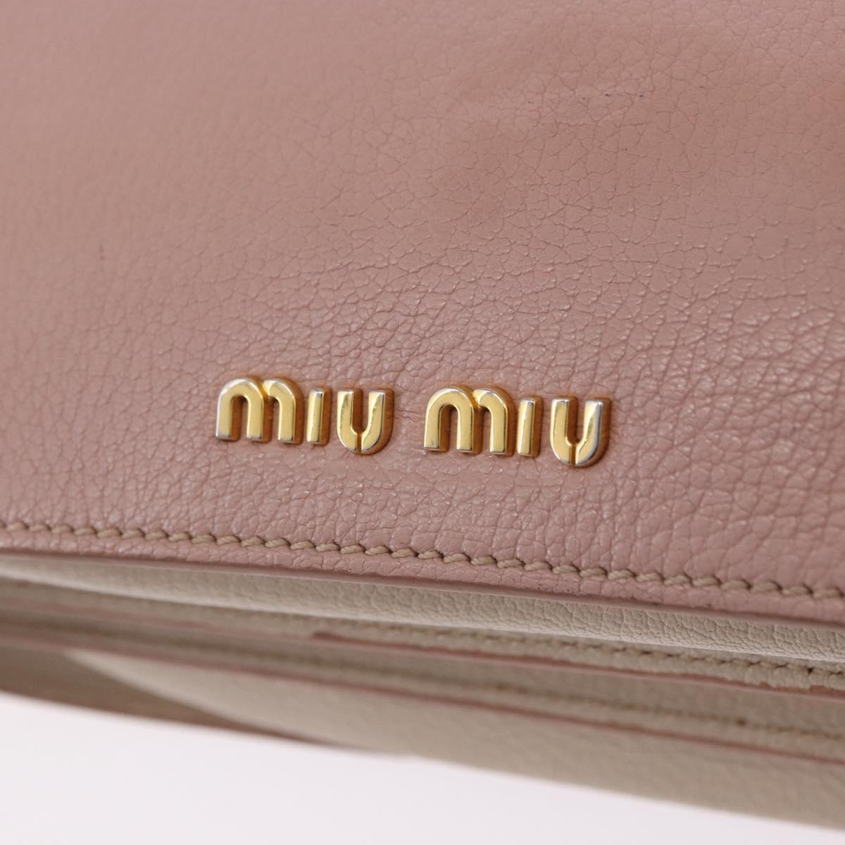 Miu Miu Hand Bag Leather 2way Pink Gold Tone Auth ka6266A
