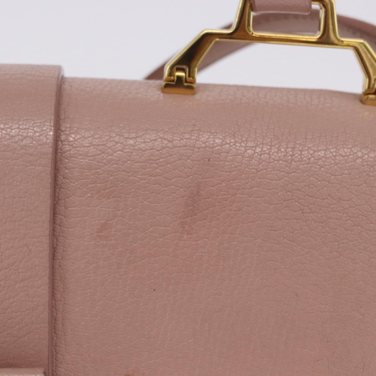 Miu Miu Hand Bag Leather 2way Pink Gold Tone Auth ka6266A
