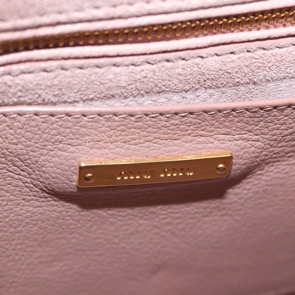 Miu Miu Hand Bag Leather 2way Pink Gold Tone Auth ka6266A