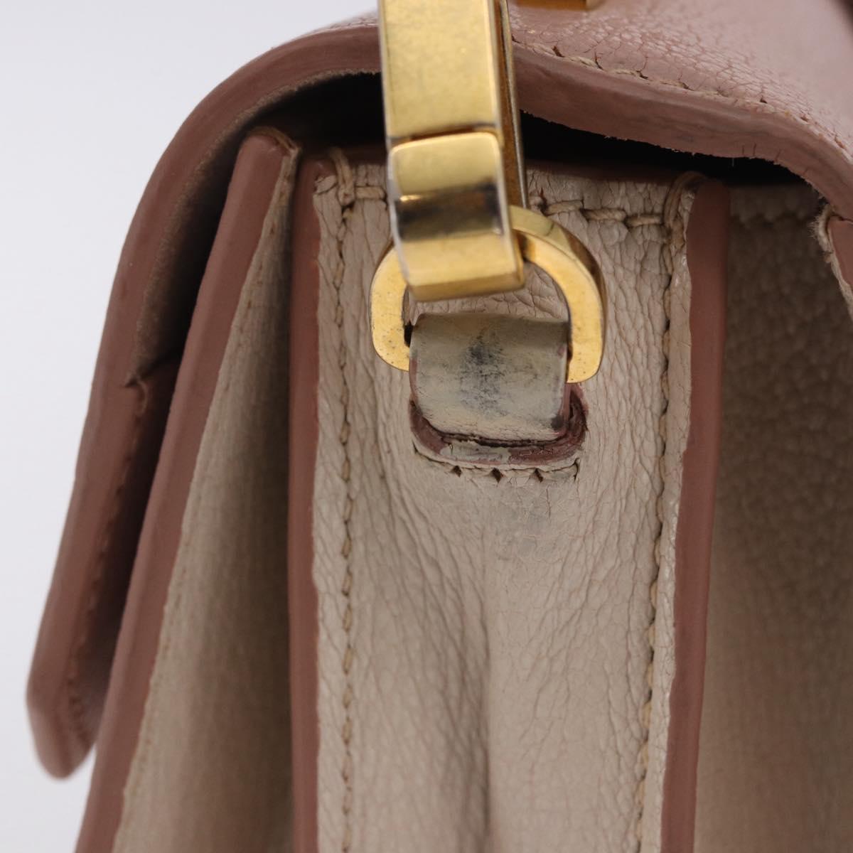 Miu Miu Hand Bag Leather 2way Pink Gold Tone Auth ka6266A