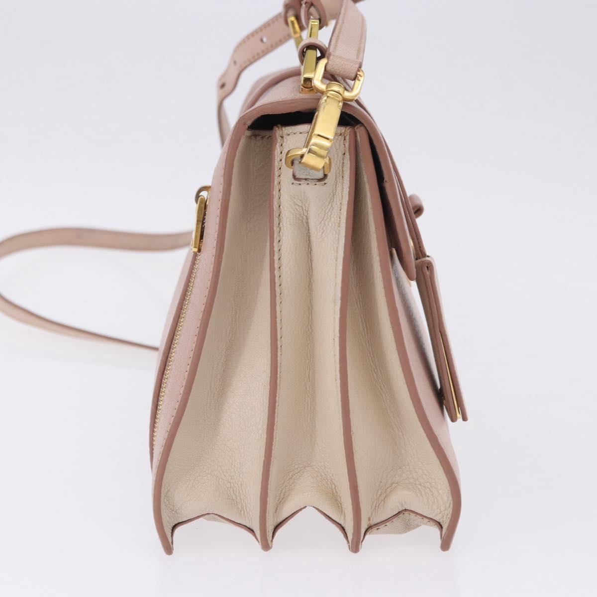 Miu Miu Hand Bag Leather 2way Pink Gold Tone Auth ka6266A