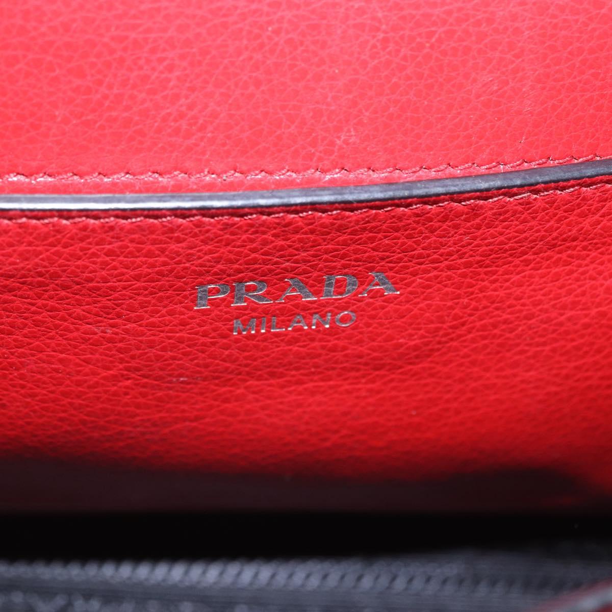 PRADA Chain Shoulder Bag Leather Red Silver Auth ka6268V
